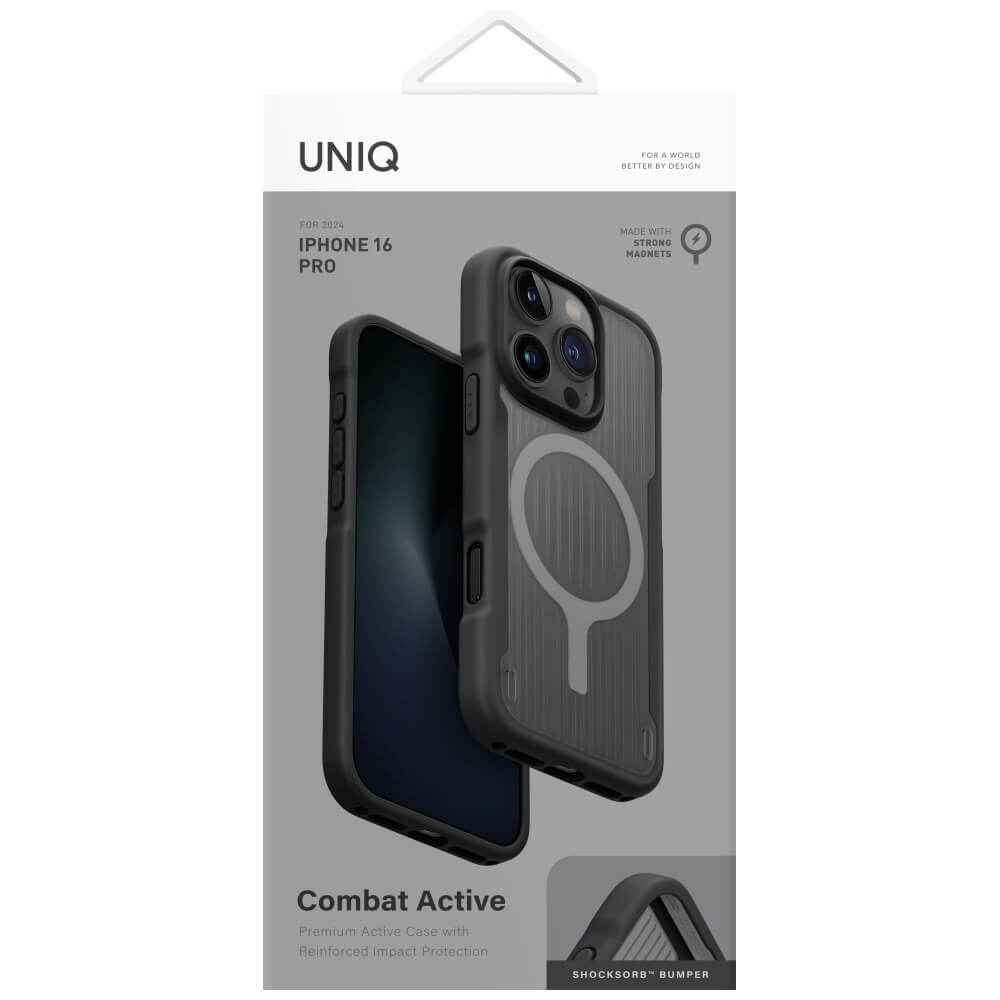 Uniq iPhone 16 Pro Combat Active MagClick Charging - Σκληρή Θήκη με Πλαίσιο Σιλικόνης και MagSafe - Black