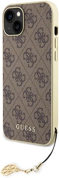 Guess iPhone 15 Plus - 4G Charms Collection Θήκη με Επένδυση Συνθετικού Δέρματος - Brown - GUHCP15MGF4GBR