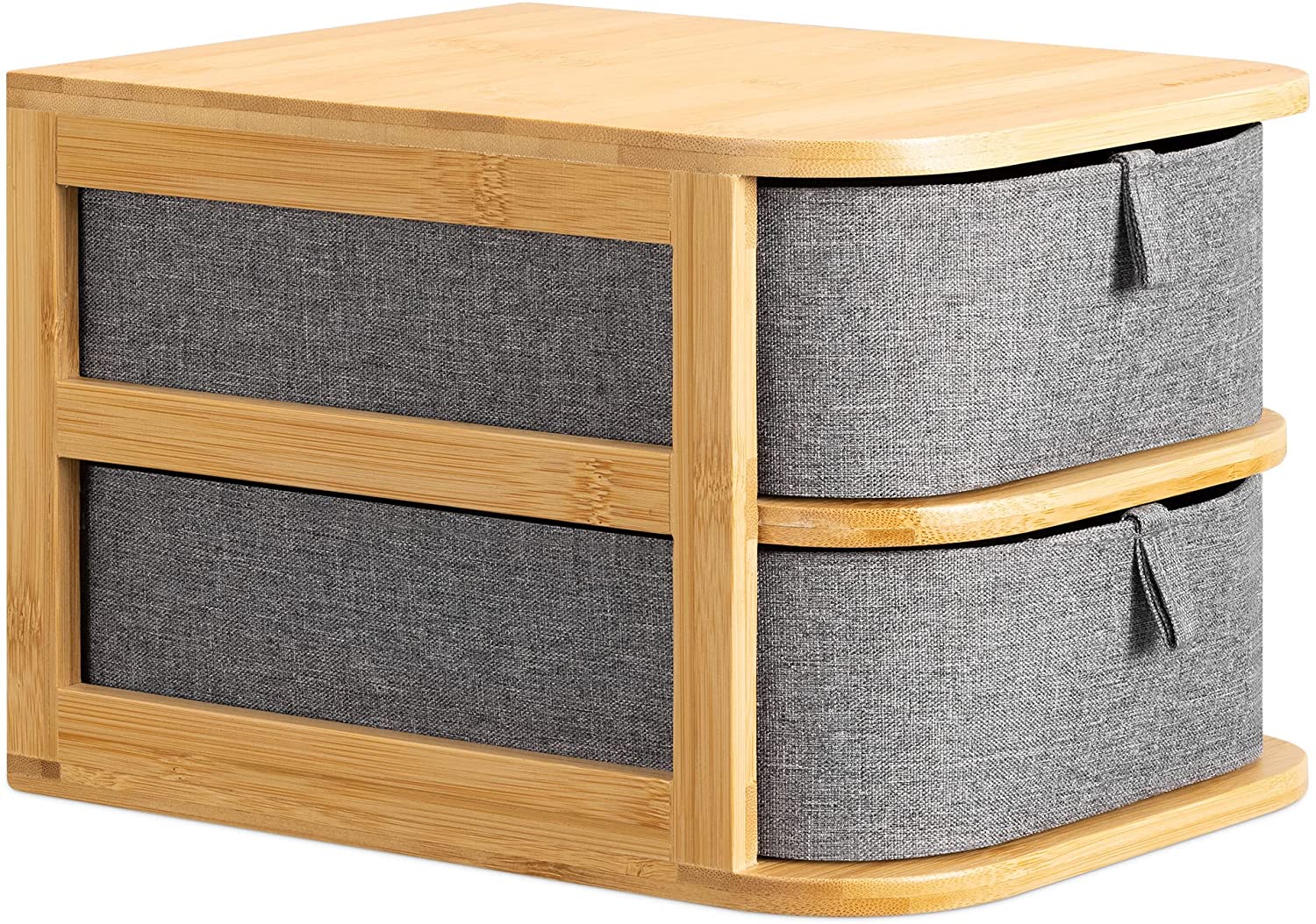 Navaris Διοργανωτής Καλλυντικών από Μπαμπού με 2 Συρτάρια - Brown / Grey - 54184.01