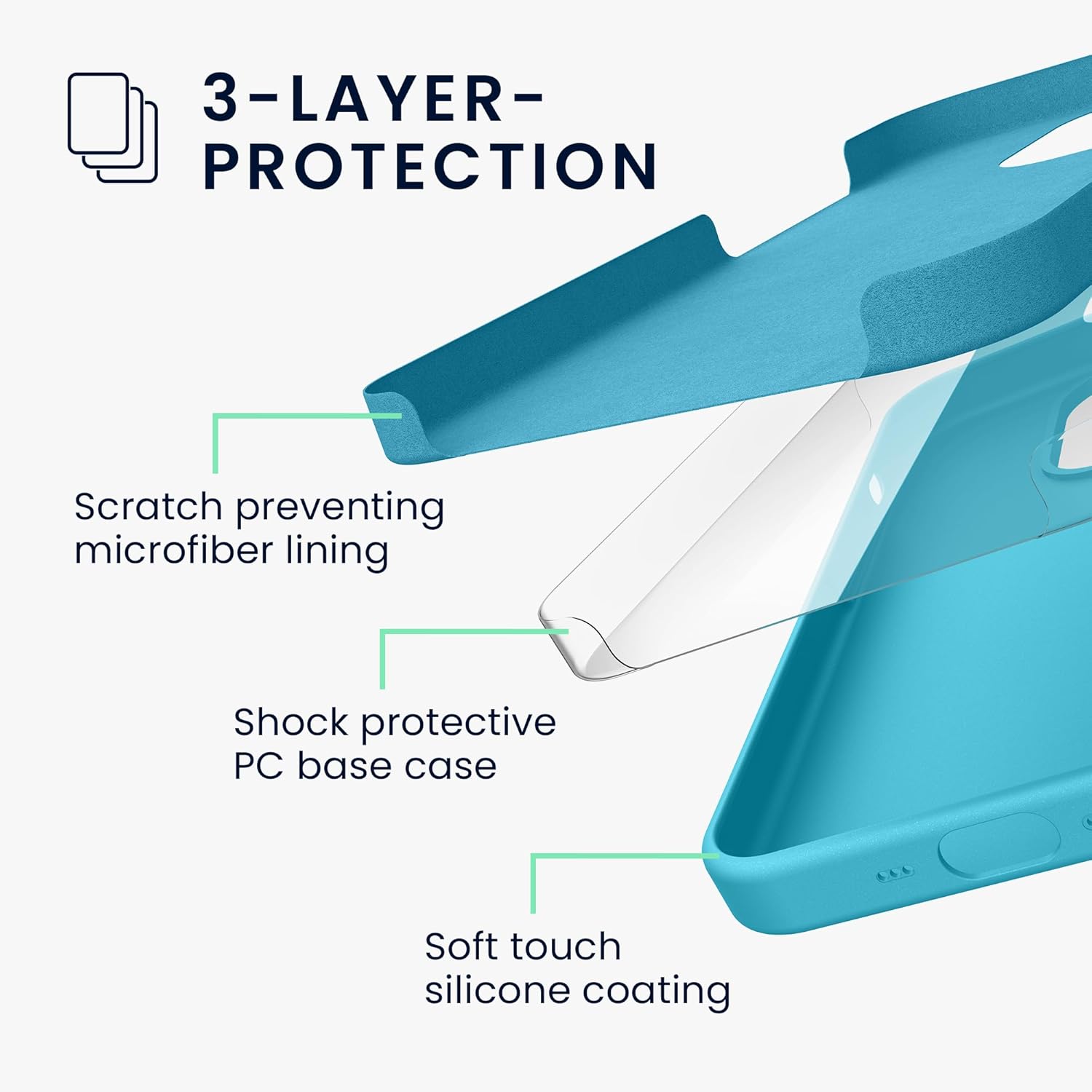 KW iPhone 16 Θήκη Σιλικόνης Rubberized TPU - Cool Glacier