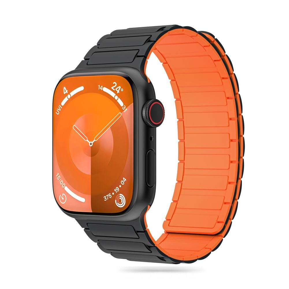 Tech - Protect Λουράκι Apple Watch 4 / 5 / 6 / 7 / 8 / 9 / SE / ULTRA 1 / ULTRA 2 - 42 / 44 / 45 / 49 mm IconBand Magnetic Μαγνητικό Σιλικόνης - Black / Orange