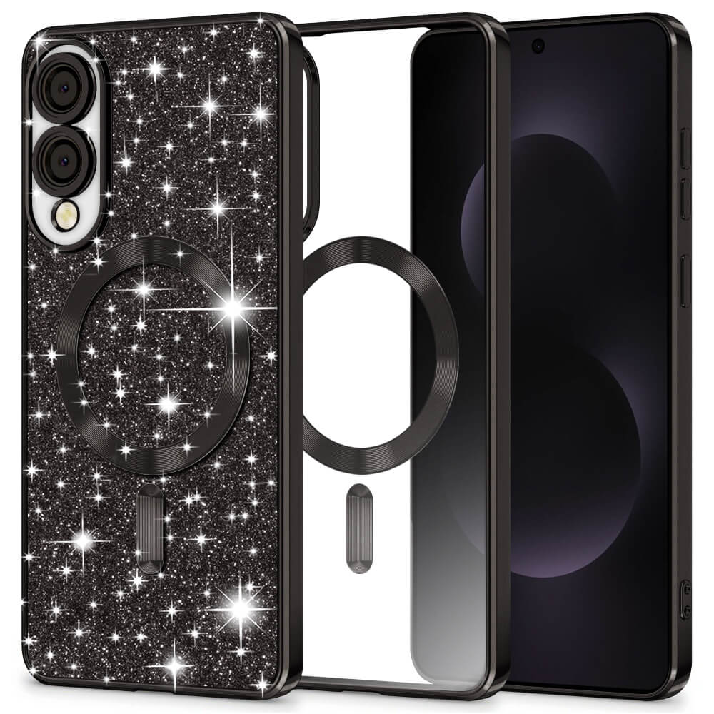 Techsuit Samsung Galaxy S25 Edge - Luxury Glitter MagSafe - Θήκη Σιλικόνης - Black
