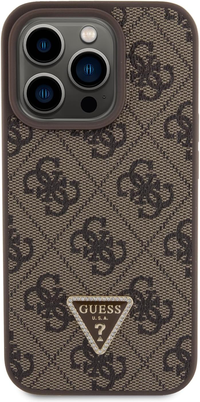 Guess iPhone 15 Pro - Crossbody 4G Metal Logo Θήκη με Επένδυση Συνθετικού Δέρματος και Λουράκι - Brown - GUHCP15LP4TDSCPW