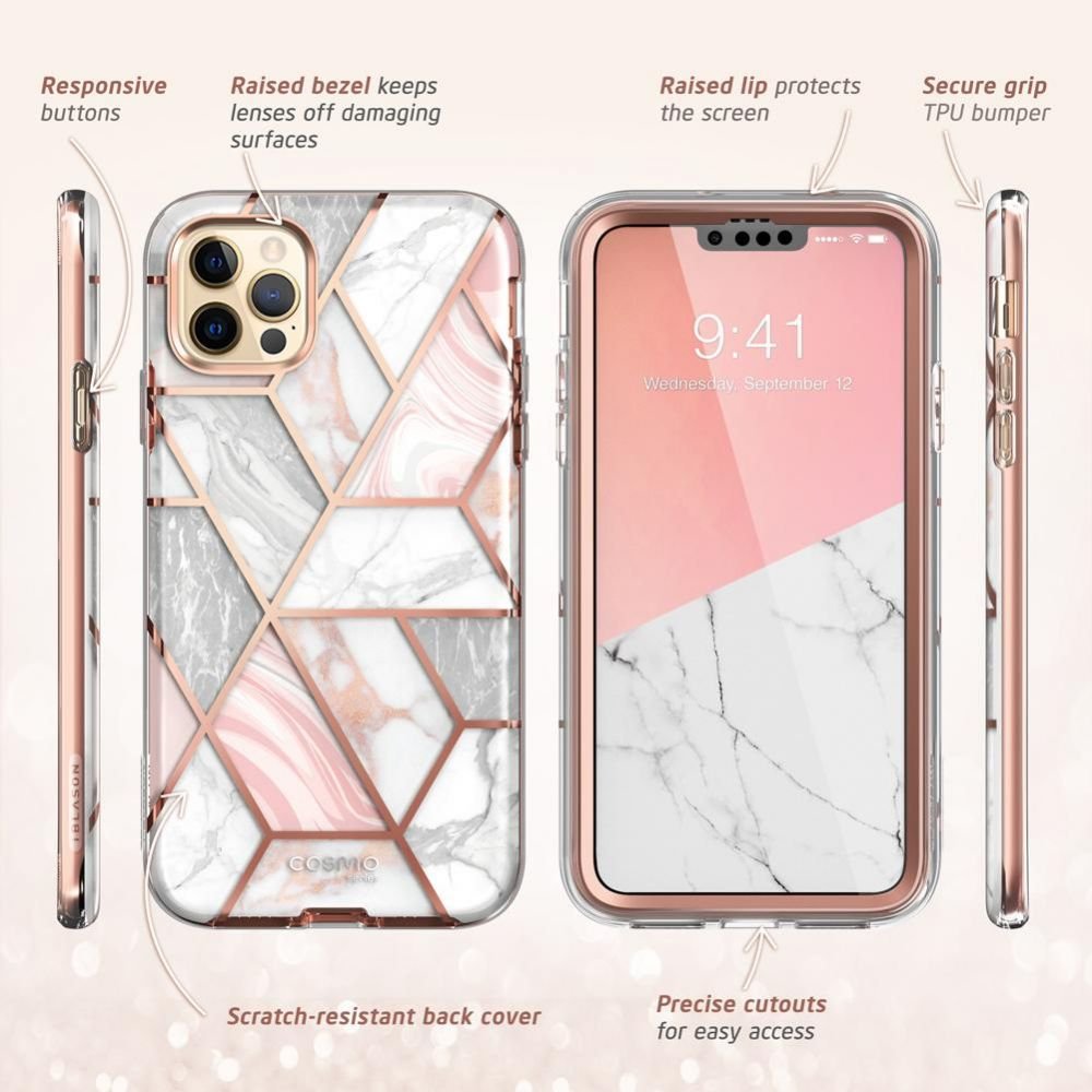 i - Blason iPhone 13 Pro Cosmo Σκληρή Θήκη με Πλαίσιο Σιλικόνης και Προστασία Οθόνης - Marble