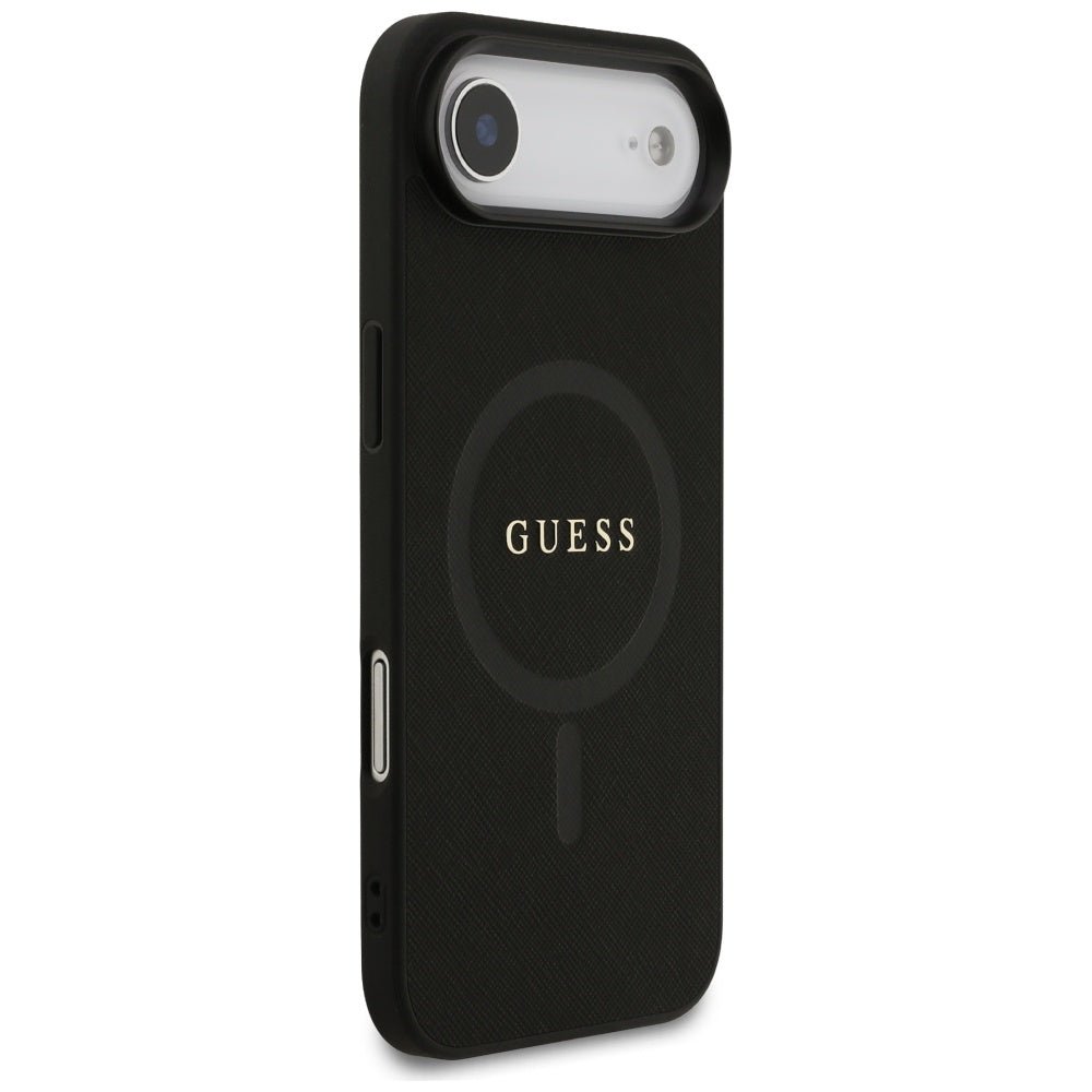 Guess iPhone Air - Saffiano Classic Logo MagSafe - Σκληρή Θήκη με Πλαίσιο Σιλικόνης και Επένδυση Οικολογικού Δέρματος - Black - GUHMP17MPSAHMCK
