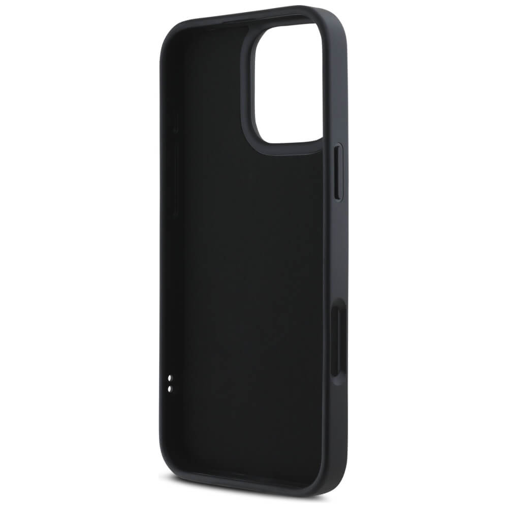 Karl Lagerfeld iPhone 16 Pro - HC 3D Rubber Elongated Glitter - Σκληρή Θήκη με Πλαίσιο Σιλικόνης - Black - KLHCP16LRBKGVCK