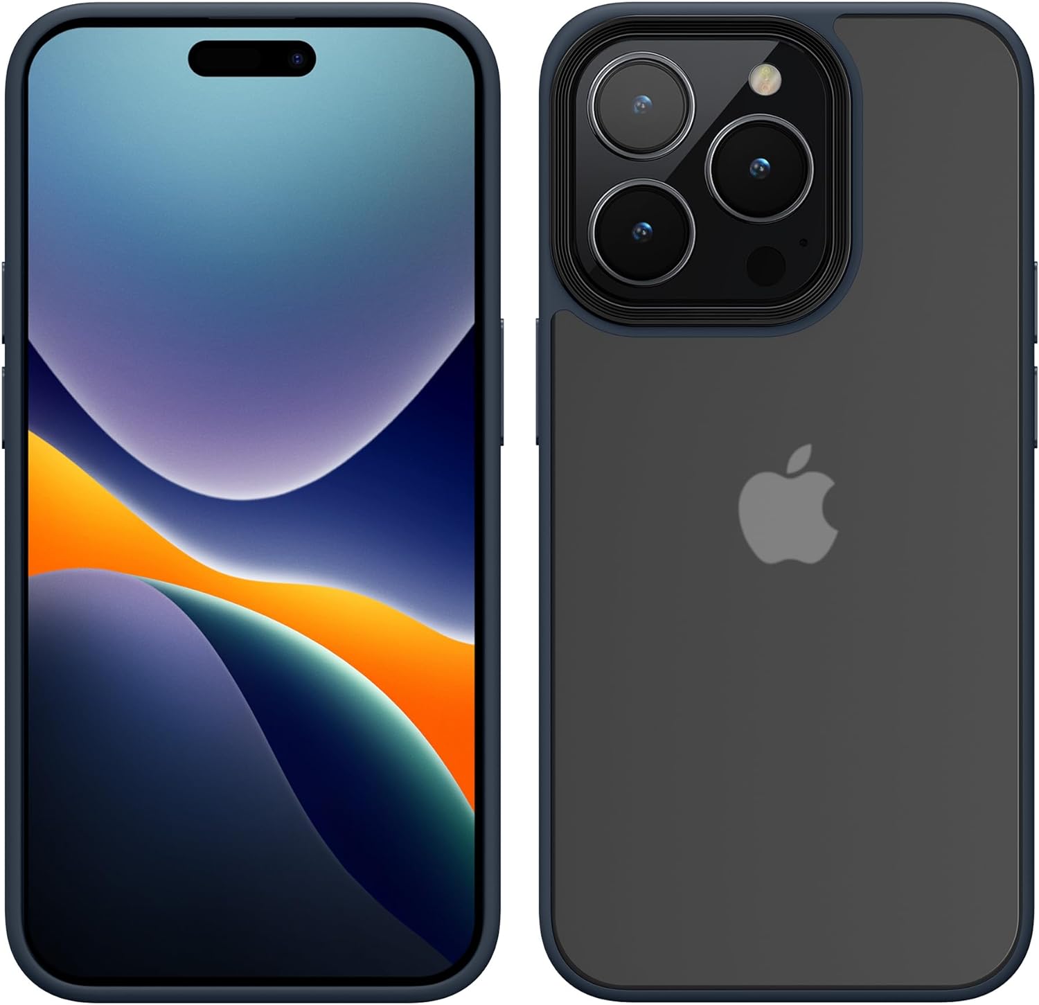 KW iPhone 15 Pro Max Shockproof Σκληρή Θήκη με Πλαίσιο Σιλικόνης - Dark Blue / Matte Ημιδιάφανη - 61964.17
