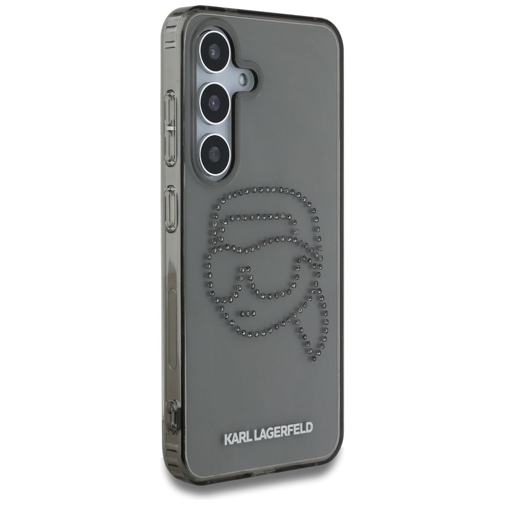 Karl Lagerfeld Samsung Galaxy S25 - Rhinestones Karl Head Logo - Σκληρή Θήκη με Πλαίσιο Σιλικόνης - Black - KLHCS25SHKHDCELK