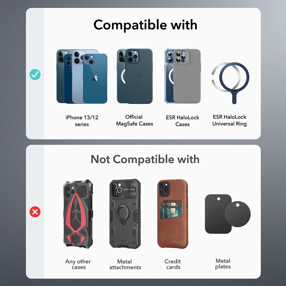 ESR HaloLock Magnetic MagSafe Μαγνητική Βάση Αυτοκινήτου για τον Αεραγωγό - Metallic Grey