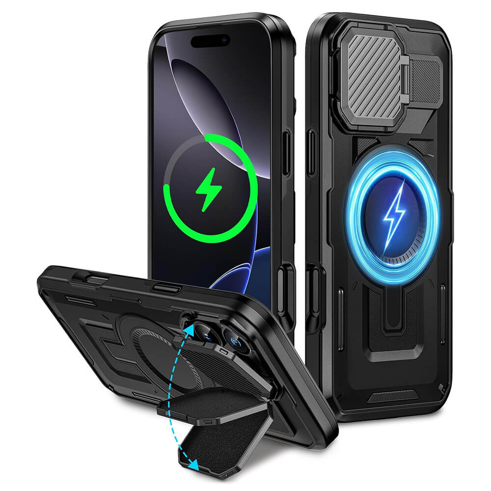 Techsuit iPhone 16 Pro Max CamVault MagSafe Σκληρή Θήκη με Πλαίσιο Σιλικόνης - Black