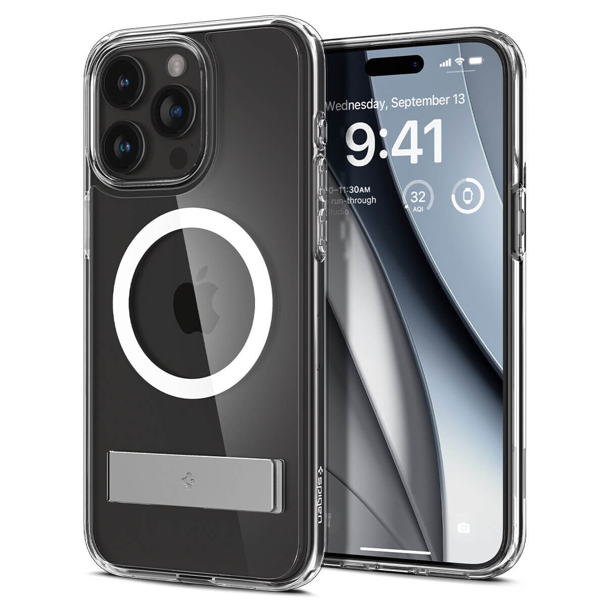 Spigen iPhone 15 Pro Ultra Hybrid S MagSafe Σκληρή Θήκη με Πλαίσιο Σιλικόνης και Stand - Crystal Clear