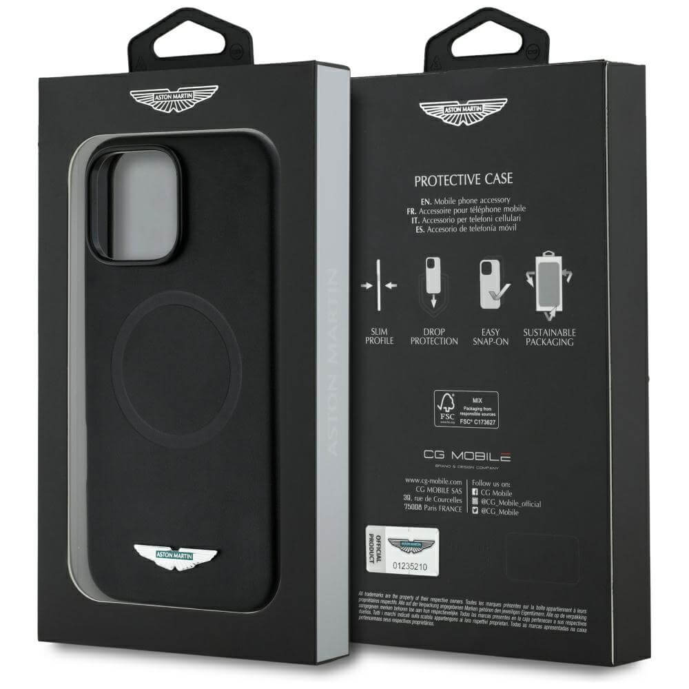 Aston Martin iPhone 16 Pro Max - HC FW Logo - MagSafe Σκληρή Θήκη με Πλαίσιο Σιλικόνης - Black
