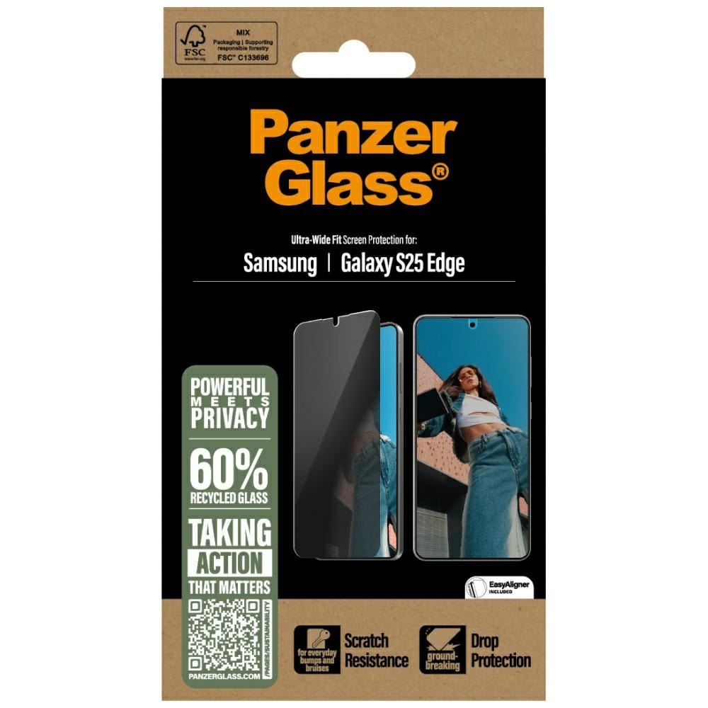 PanzerGlass Samsung Galaxy S25 Edge Privacy Ultra - Wide Fit Full Screen Αντιχαρακτικό Γυαλί Οθόνης - Black