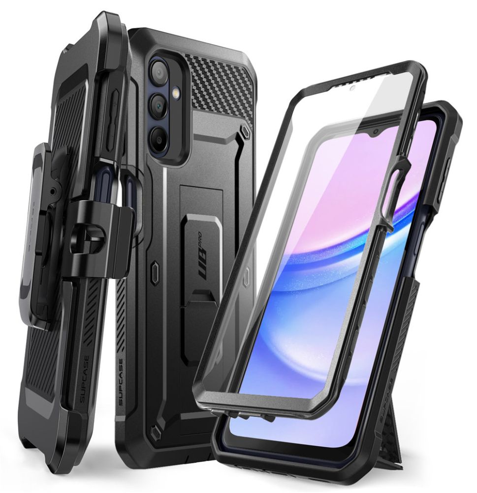 Supcase Samsung Galaxy A15 4G / A15 5G Unicorn Beetle Pro Σκληρή Θήκη με Προστασία Οθόνης και Stand - Black