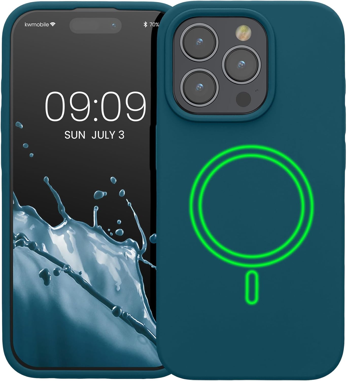 KW iPhone 15 Pro Θήκη Σιλικόνης Rubber TPU με MagSafe - Petrol Matte
