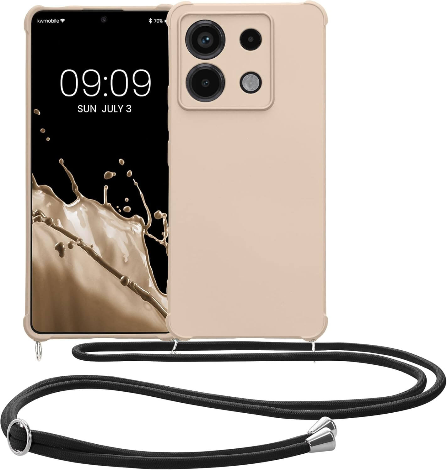KW Xiaomi Redmi Note 13 Pro 5G / Poco X6 5G Θήκη Σιλικόνης TPU με Λουράκι - Cream
