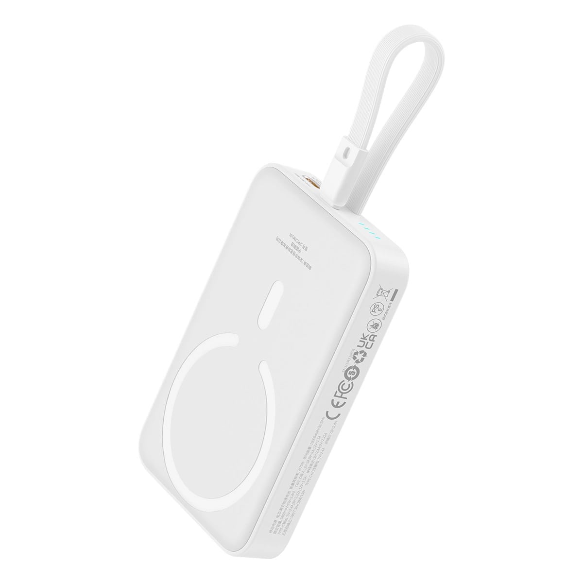 Baseus Magnetic Mini Ασύρματο MagSafe PowerBank 10000mAh 20W με Καλώδιο Type - C και Ενσωματωμένο Καλώδιο Lightning - White