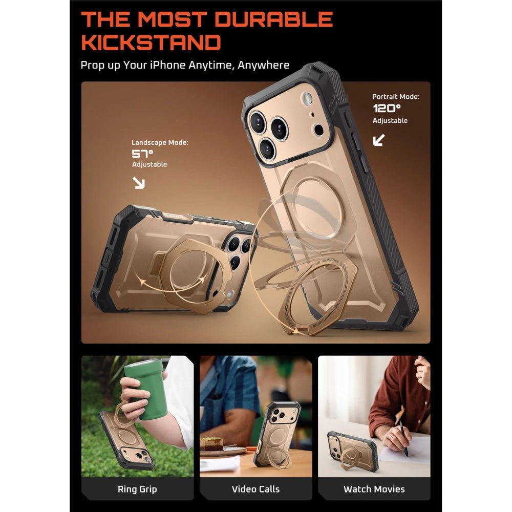 Supcase iPhone 17 Pro - UB Grip Pro Mag - Σκληρή Θήκη με Προστασία Οθόνης και MagSafe / Stand - Desert Gold