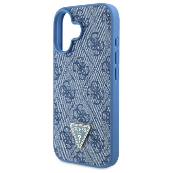 Guess iPhone 16 - Leather Metal Logo Strass Crossbody - Θήκη με Επένδυση Συνθετικού Δέρματος και Λουράκι - Blue - GUHCP16SP4TDSCPB