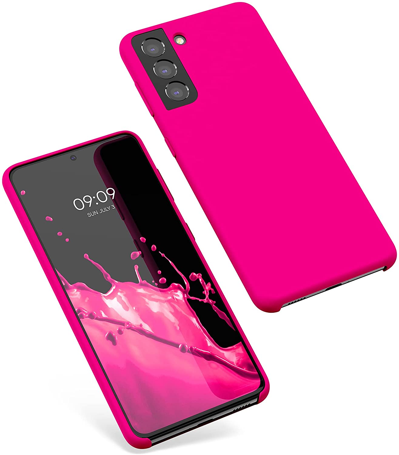 KW Samsung Galaxy S21 Θήκη Σιλικόνης Rubber TPU - Neon Pink - 54056.77