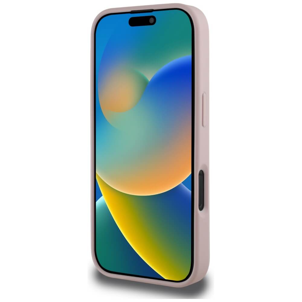 Guess iPhone 16 Pro - Grained Big 4G Logo Small Classic Logo - Σκληρή Θήκη με Επένδυση από Οικολογικό Δέρμα - Pink - GUHCP16LPGT4MBP