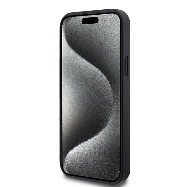DKNY iPhone 15 / 14 / 13 - Leather Pattern Metal Logo MagSafe Σκληρή Θήκη με Επένδυση Συνθετικού Δέρματος - Black