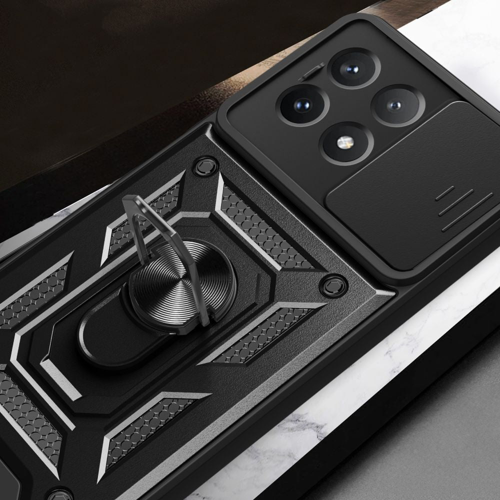 Tech - Protect Xiaomi Poco X6 Pro 5G Camshield Pro Σκληρή Θήκη με Πλαίσιο Σιλικόνης και Δαχτυλίδι Συγκράτησης - Black
