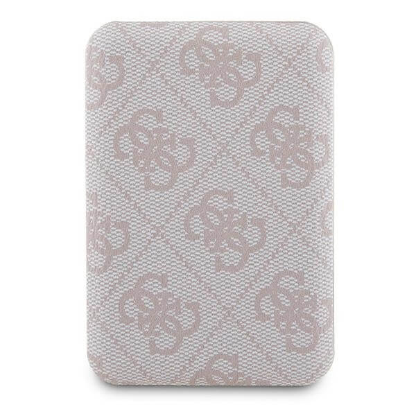 Guess PowerBank 15W - MagSafe 4G Leather Metal Logo - 5000 mAh - Pink - GUPB5FP4EMGP