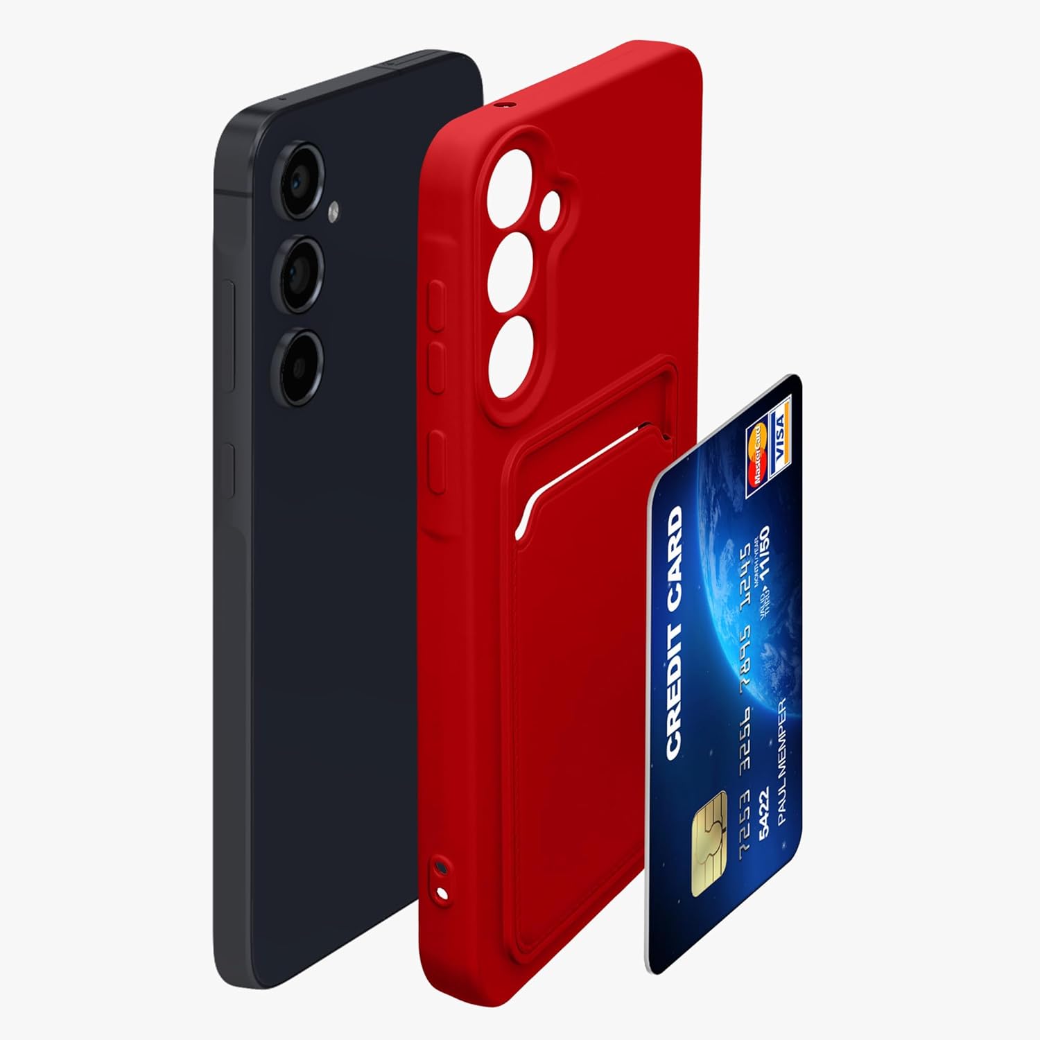 KW Samsung Galaxy A55 5G Θήκη Σιλικόνης TPU με Υποδοχή για Κάρτα - Red