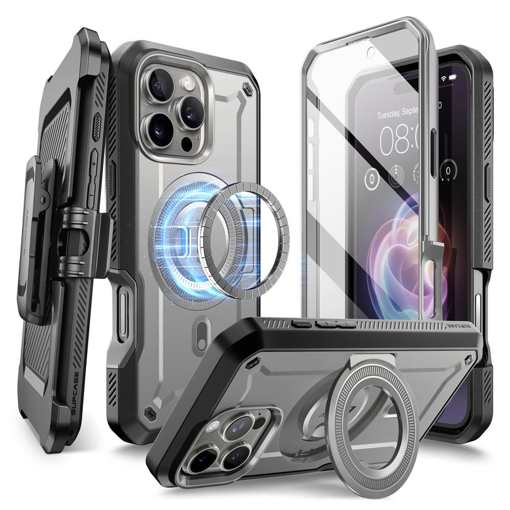Supcase iPhone 16 Pro - UB Pro Mag Σκληρή Θήκη με Προστασία Οθόνης και Stand με MagSafe - Titan Grey