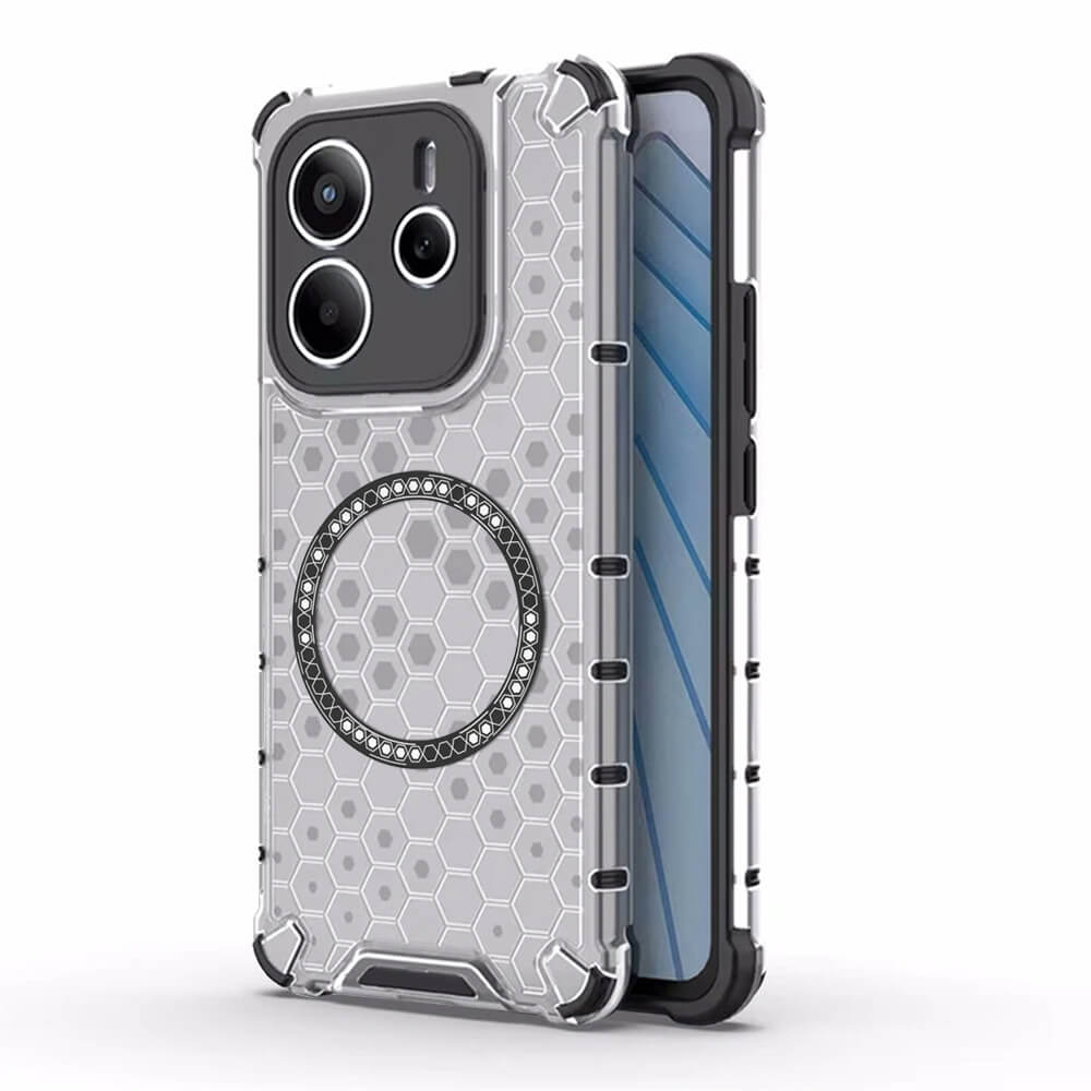 Techsuit Xiaomi Redmi Note 14 5G Honeycomb Shield MagSafe Σκληρή Θήκη με Πλαίσιο Σιλικόνης - White
