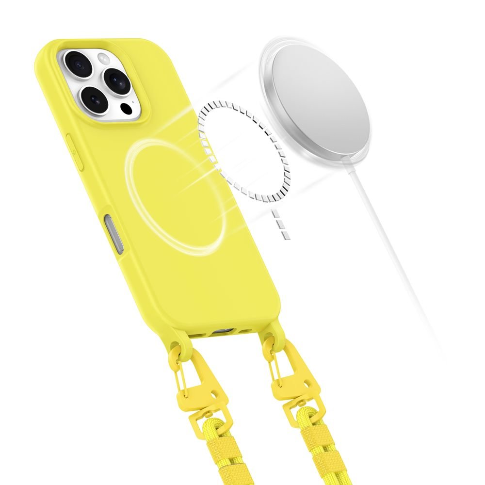Tech - Protect iPhone 16 Pro Max MagNecklace - MagSafe Θήκη Σιλικόνης TPU με Pυθμιζόμενο Αποσπώμενο Κορδόνι - Canary Yellow
