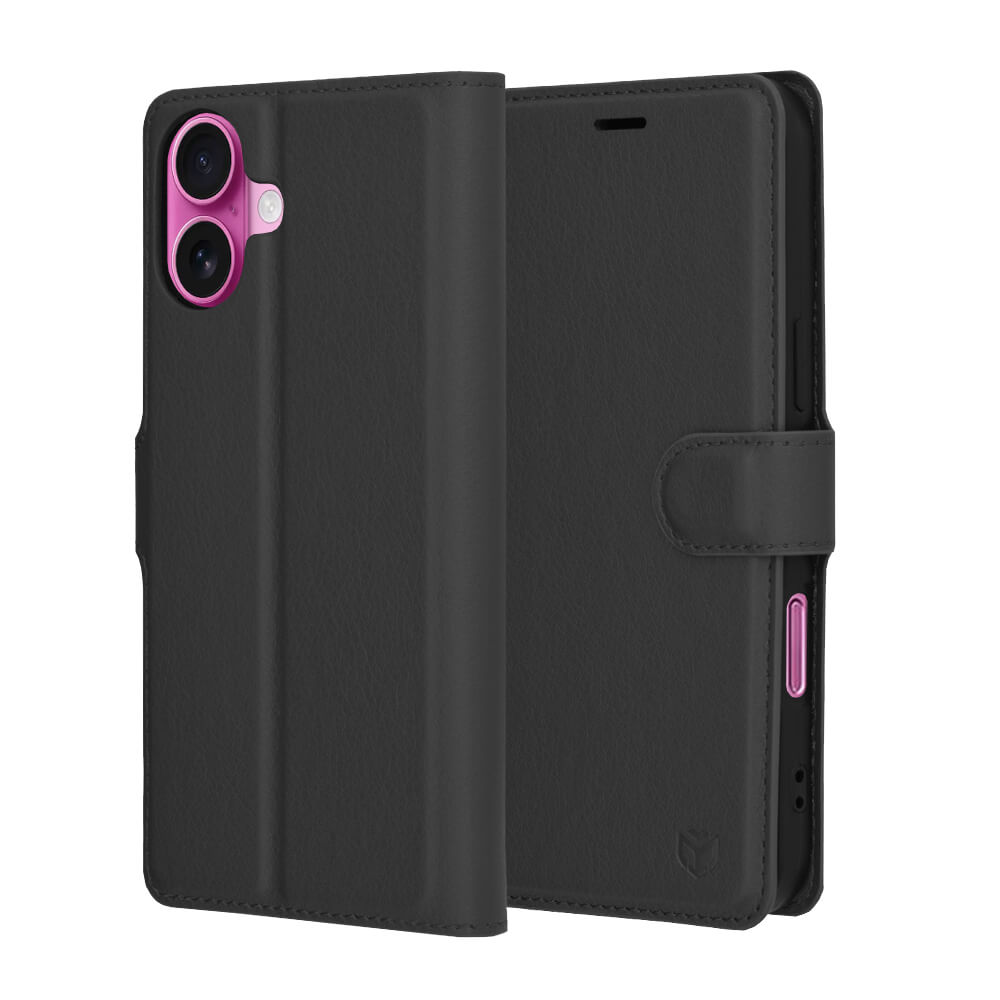 Techsuit iPhone 16 Plus - Leather Folio - Θήκη Πορτοφόλι από Δερματίνη με Stand - Black