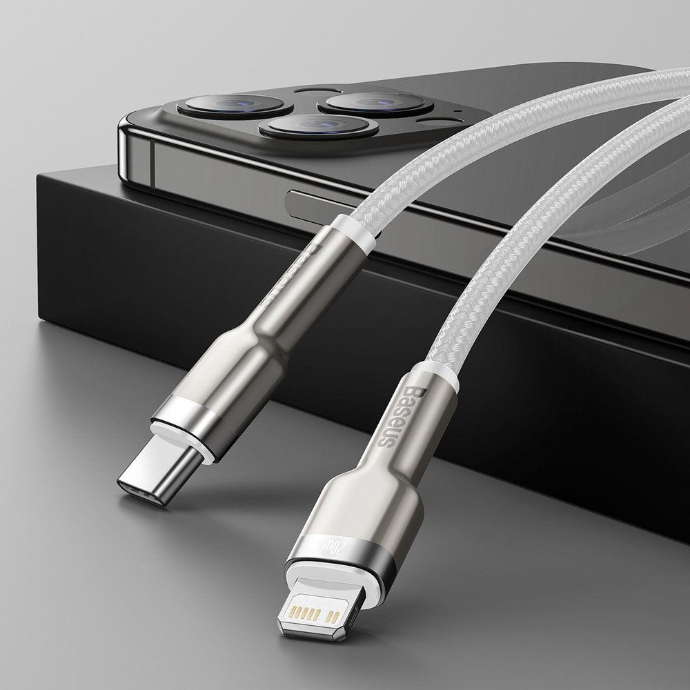 Baseus Cafule Series Metal Data PD 20W - Καλώδιο Δεδομένων και Φόρτισης Type - C to Lightning 2M - White - CATLJK - B02
