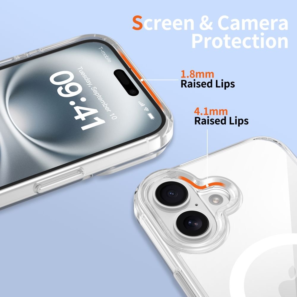 Tech - Protect iPhone 16 Flexair Hybrid CC MagSafe Σκληρή Θήκη με Πλαίσιο Σιλικόνης και MagSafe - Διάφανη