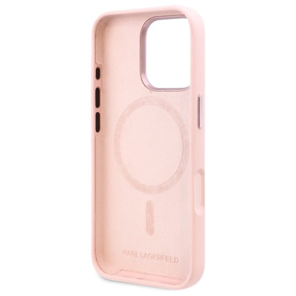 Karl Lagerfeld iPhone 16 Pro Max - Silicone Shadow Metal Initial - MagSafe Θήκη Σιλικόνης - Pink - KLHMP16XSCMKMPCP