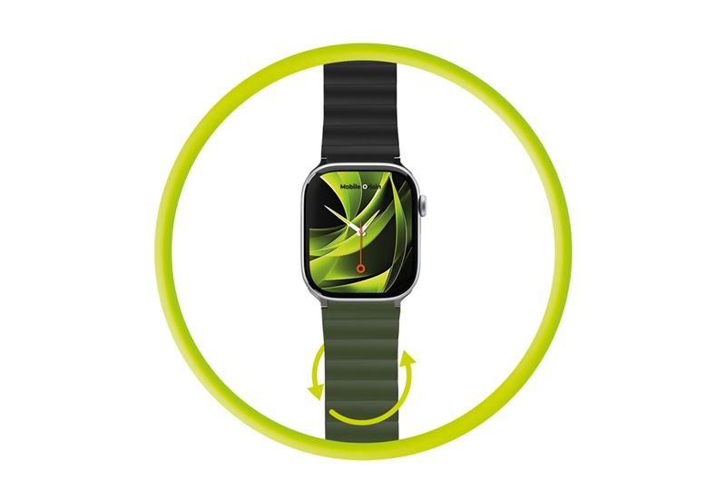 Mobile Origin Λουράκι Apple Watch 4/5/6/7/8/9/10/11 - SE (1/2/3) - Ultra (1/2/3) - 42/44/45/49mm Strap II Σιλικόνης - Green / Black