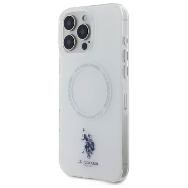 US Polo iPhone 16 Pro Max - IML Ring - MagSafe Σκληρή Θήκη με Πλαίσιο Σιλικόνης - White - USHMP16XHOCLDPW
