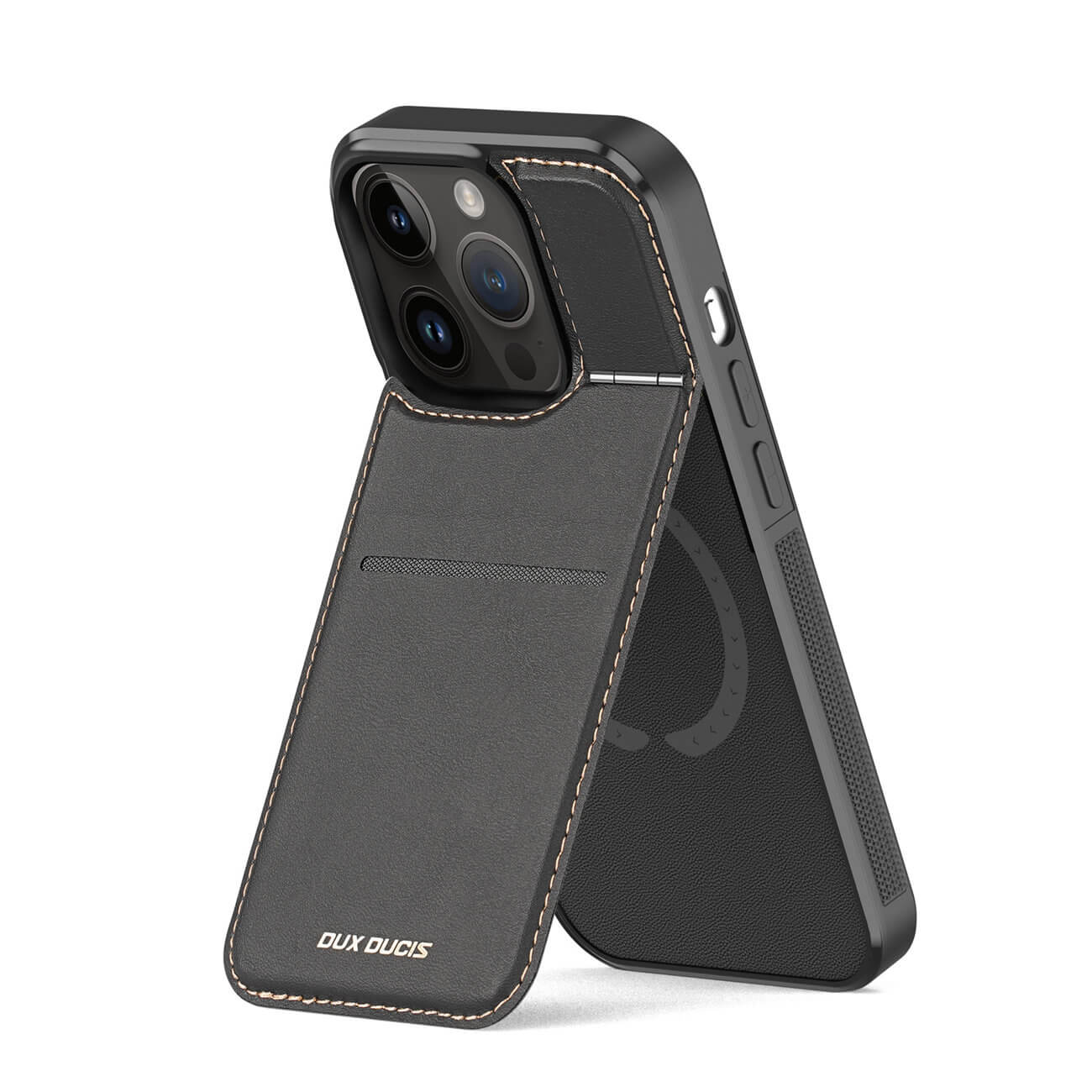 Dux Ducis iPhone 15 Pro Max Rafi Mag Anti - RFID 3in1 Θήκη με Υποδοχή για Κάρτες / Stand και MagSafe - Black