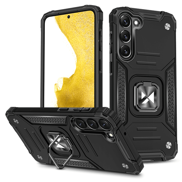 Wozinsky Samsung Galaxy S23 Ring Armor Σκληρή Θήκη με Πλαίσιο Σιλικόνης και Δαχτυλίδι Συγκράτησης - Black
