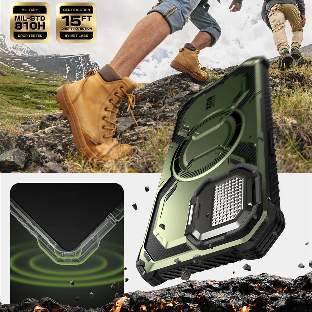 Supcase iPhone 16e Armorbox MagSafe Σκληρή Θήκη με Προστασία Οθόνης και Κάλυμμα Κάμερας / Stand - Green